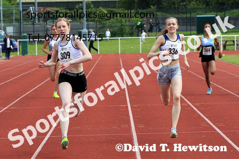 Girls Under-15s 300 metres, 2023 North Eastern Track and Field Champs., Middlesbrough Sports Village, Middlesbrough. Photo: David T. Hewitson/Sports for All Pics